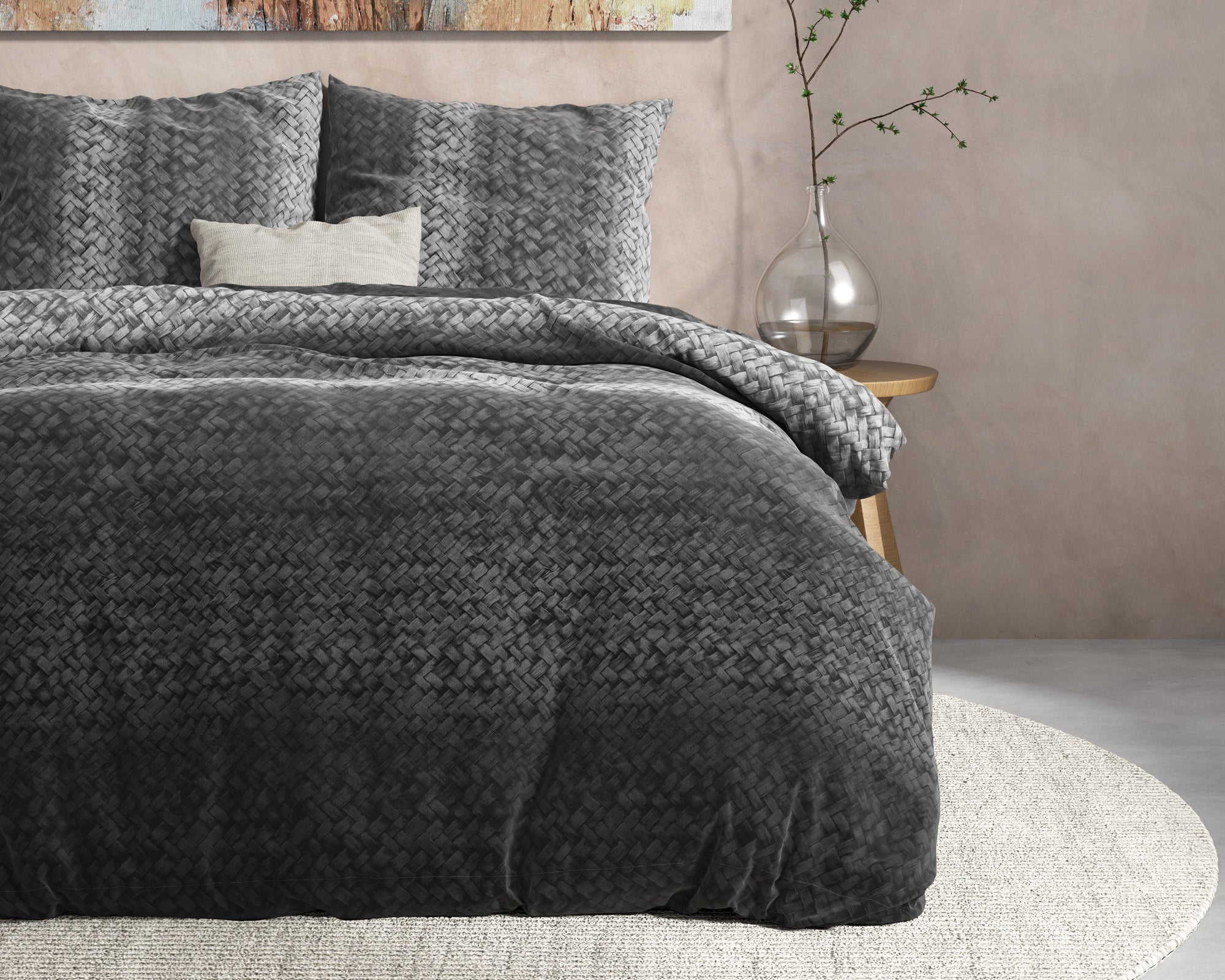 Dekbedovertrek Flanel Gradient Knits - Antraciet 