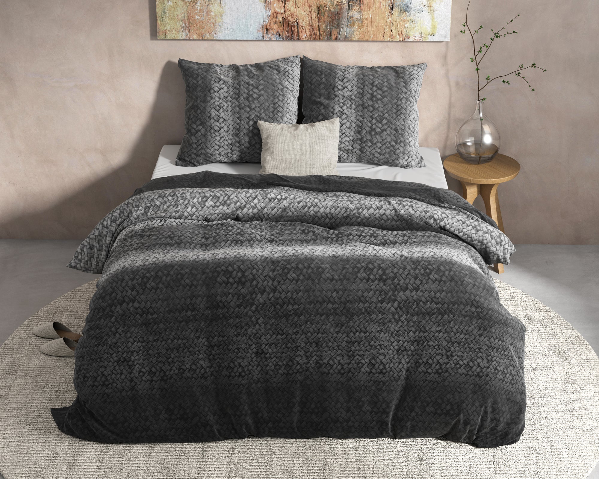 Dekbedovertrek Flanel Gradient Knits - Antraciet 