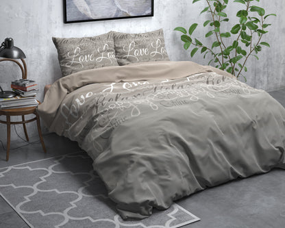Dekbedovertrek Flanel Love and Relax Taupe