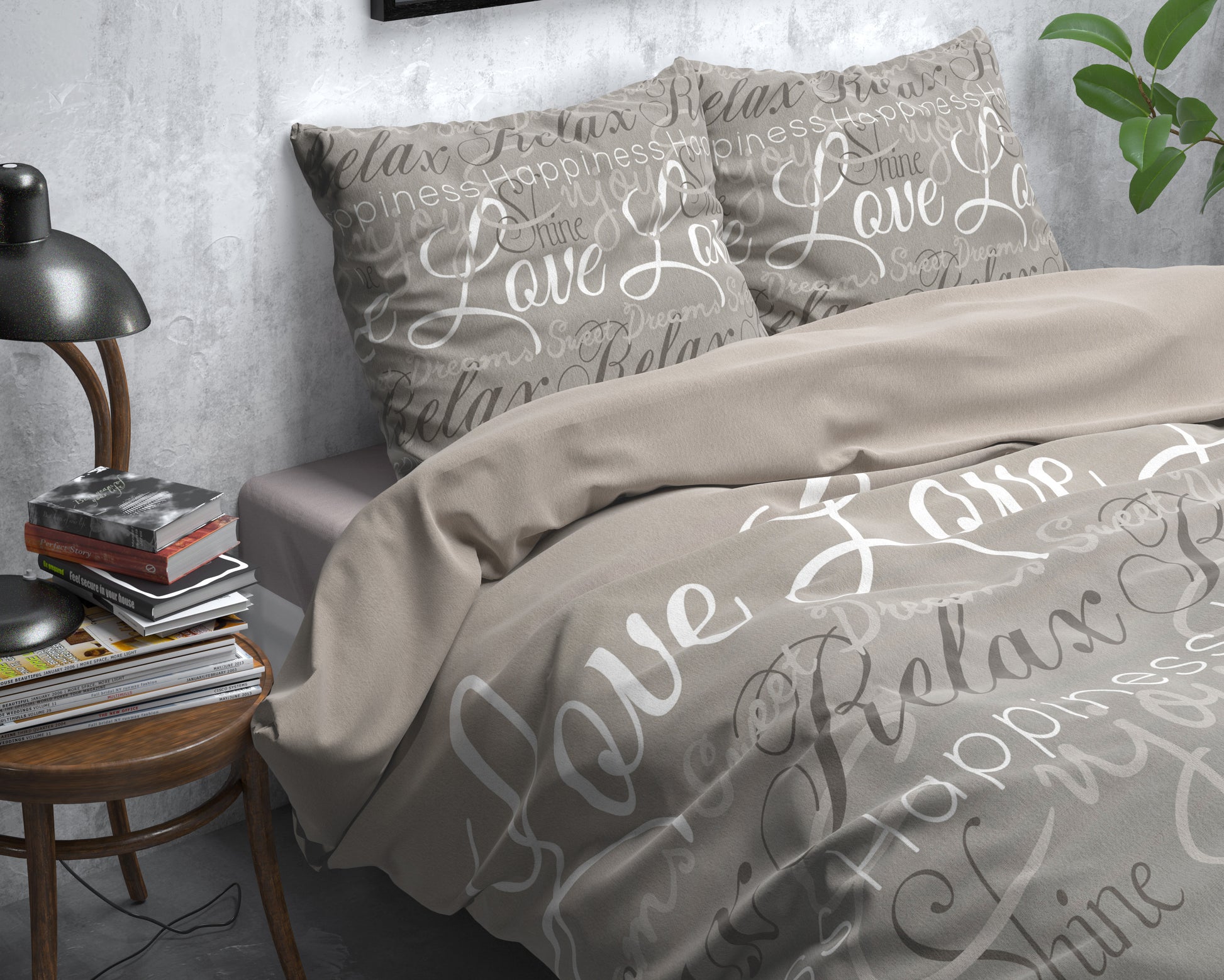 Dekbedovertrek Flanel Love and Relax Taupe