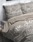 Dekbedovertrek Flanel Love and Relax Taupe