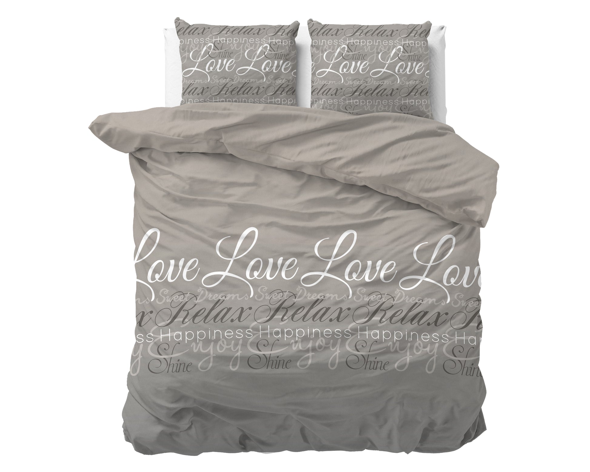 Dekbedovertrek Flanel Love and Relax Taupe