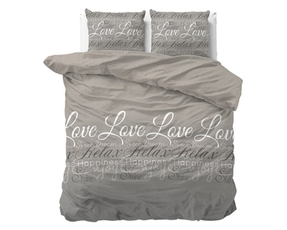 Dekbedovertrek Flanel Love and Relax Taupe
