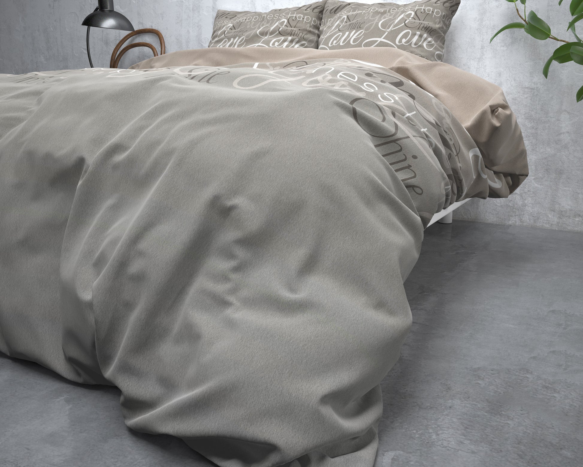 Dekbedovertrek Flanel Love and Relax Taupe