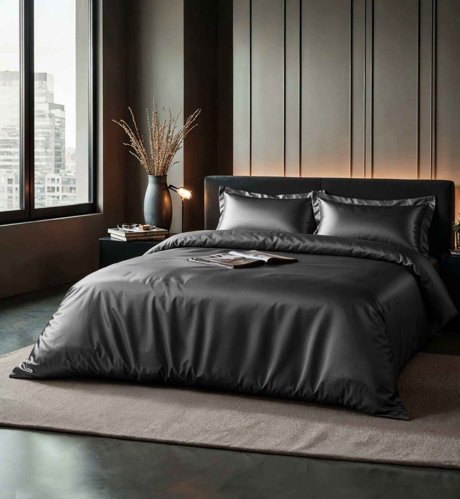 Dekbedovertrek Glossy satijn Anthracite