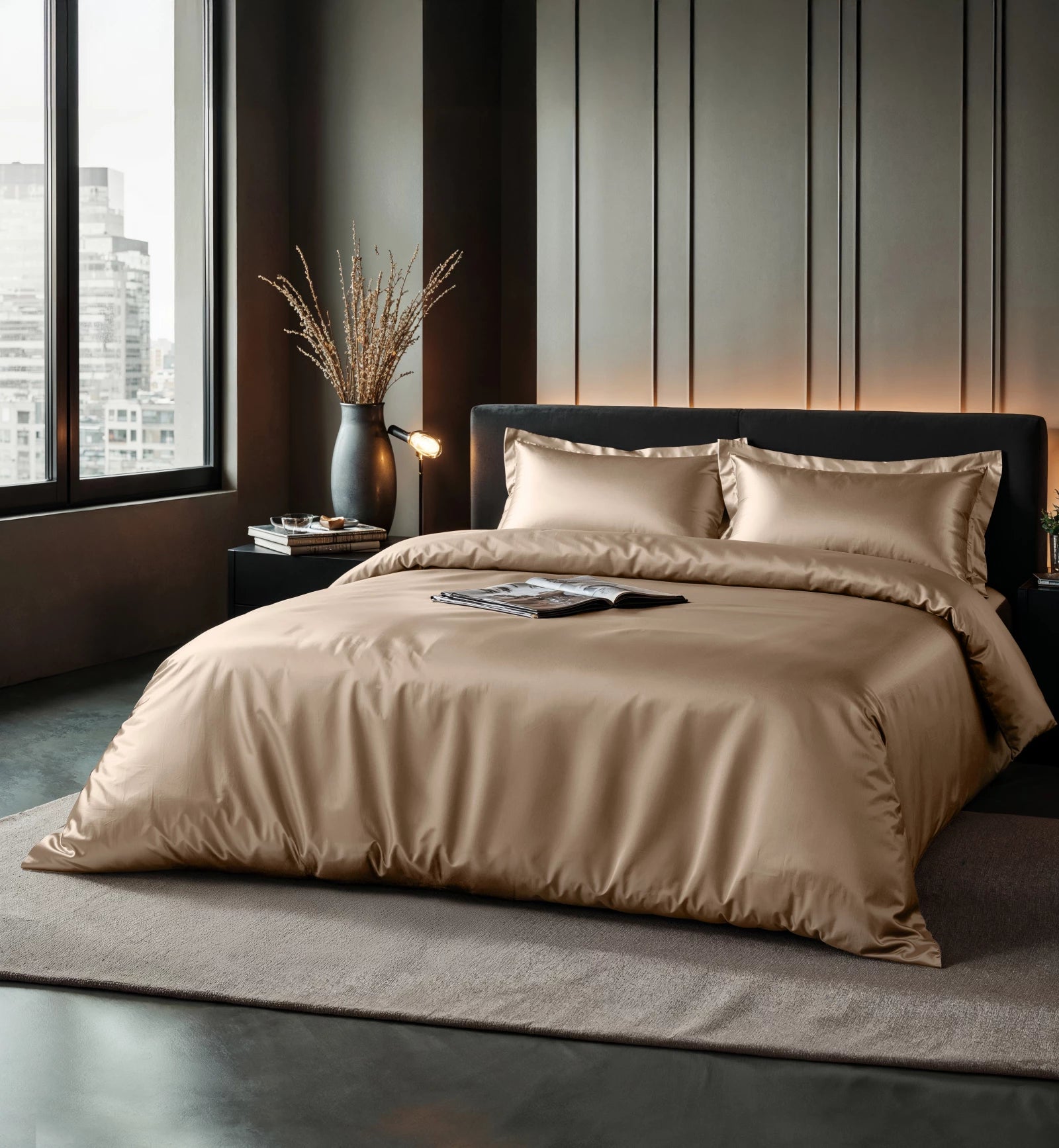 Dekbedovertrek Glossy satijn taupe 