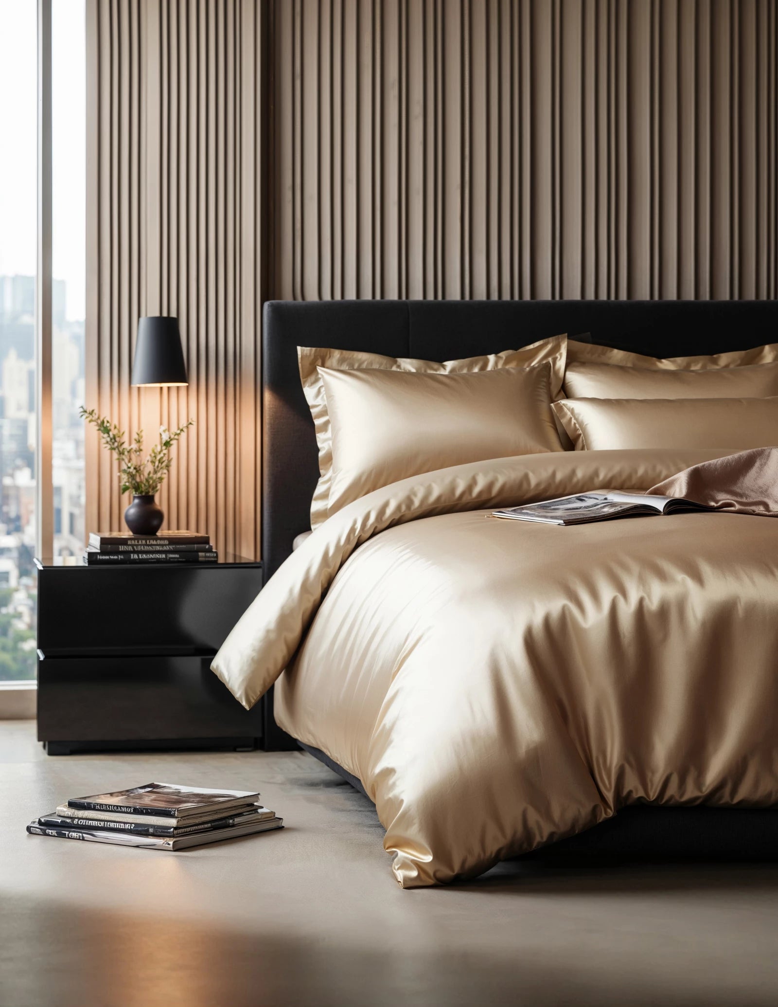 Dekbedovertrek Glossy satijn taupe 