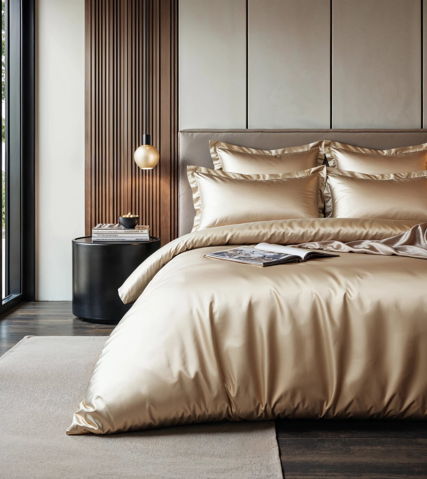 Dekbedovertrek Glossy satijn taupe 