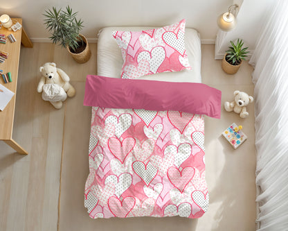 Dekbedovertrek Hearts love Roze 