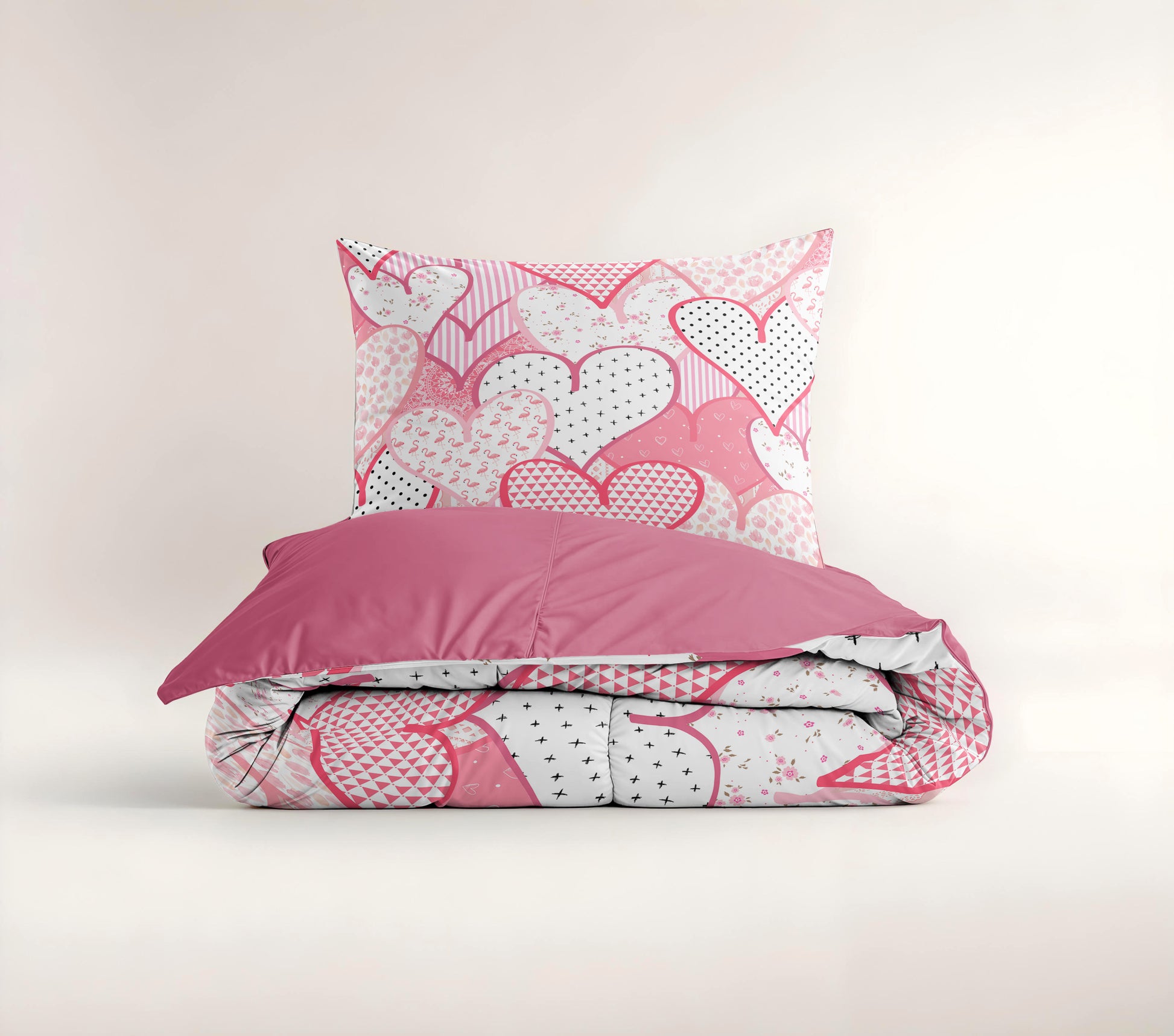 Dekbedovertrek Hearts love Roze 