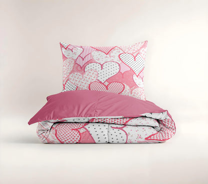 Dekbedovertrek Hearts love Roze 