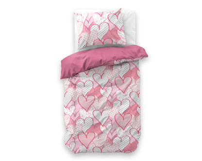 Dekbedovertrek Hearts love Roze 