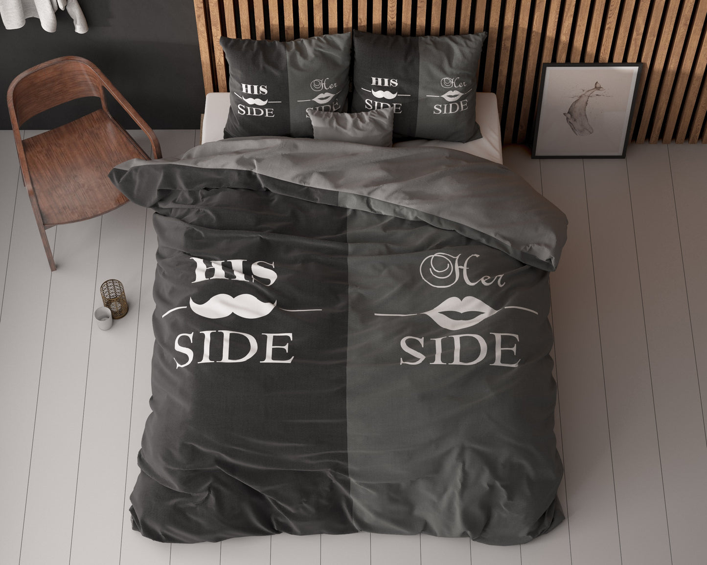 Dekbedovertrek His and Her side 3 Zwart 