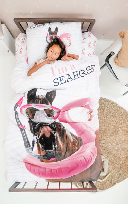 Dekbedovertrek I'm a Seahorse Wit 