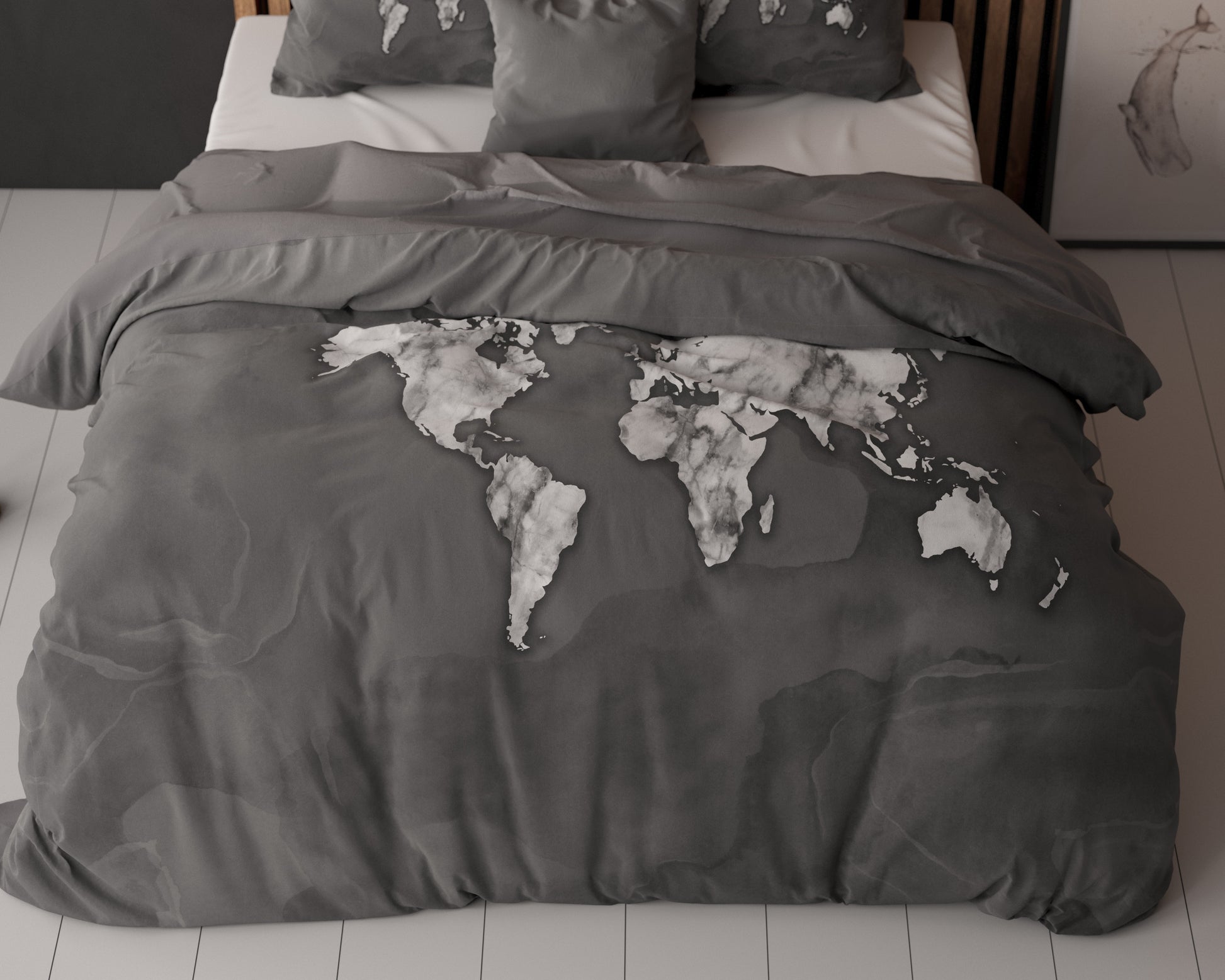 Dekbedovertrek Marble World Antraciet 