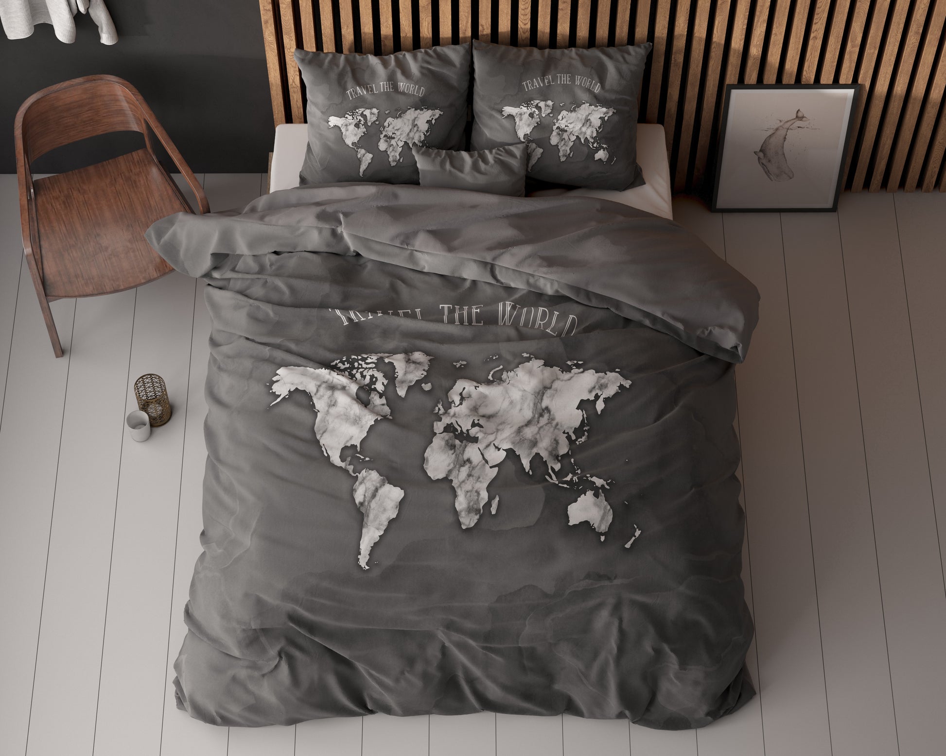 Dekbedovertrek Marble World Antraciet 