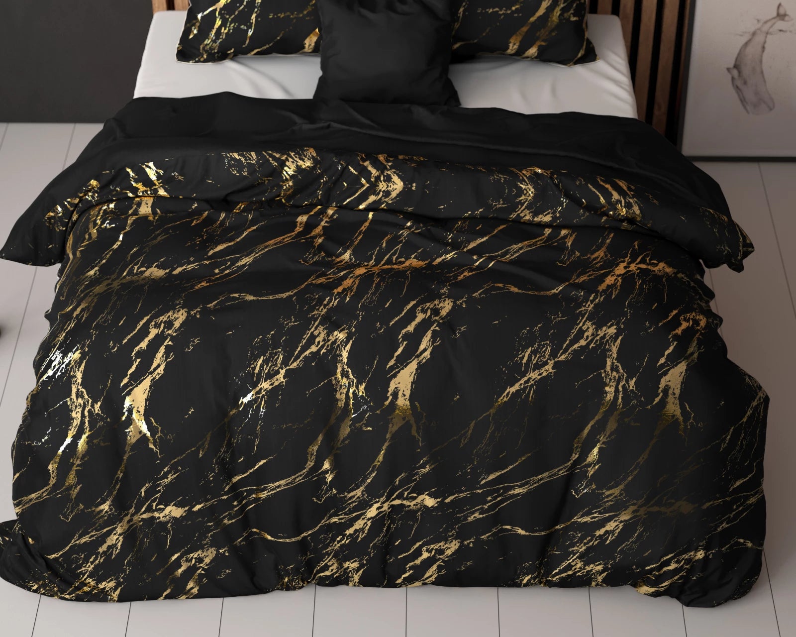 Dekbedovertrek Marble Zwart 