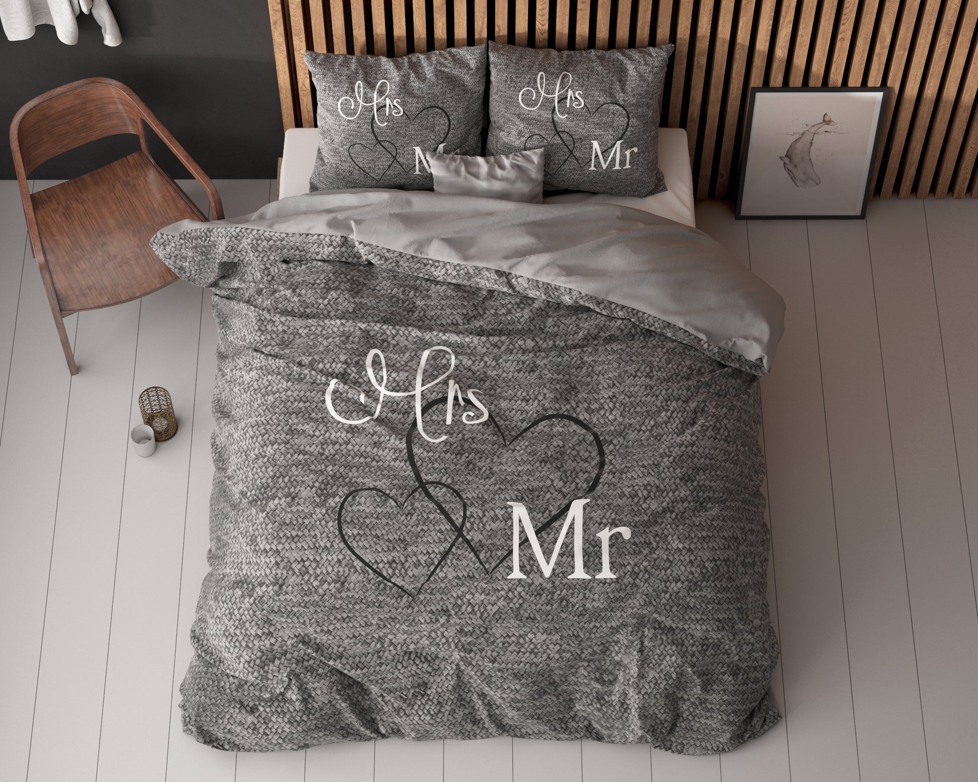 Dekbedovertrek Mr and Mrs 3 anthracite 