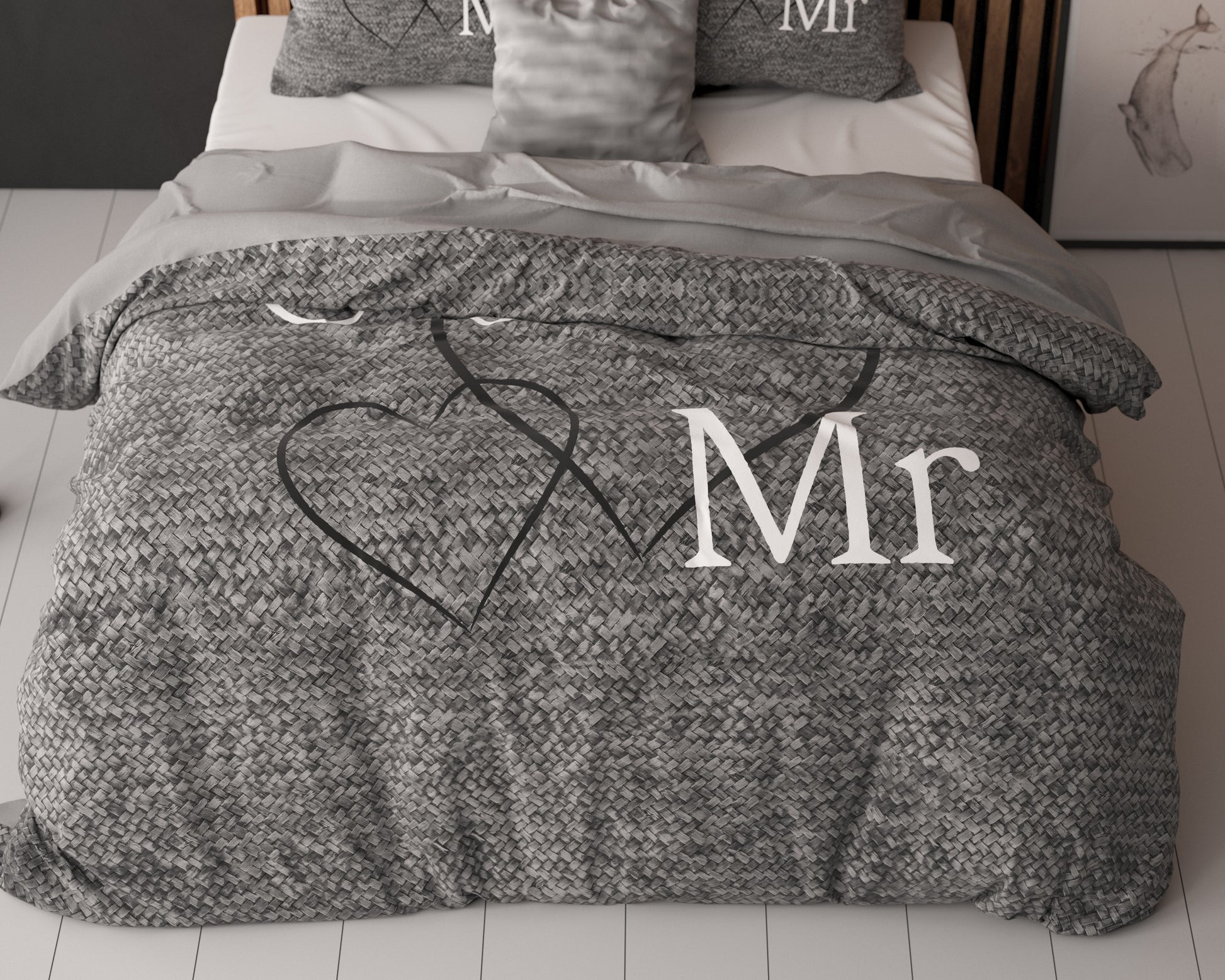 Dekbedovertrek Mr and Mrs 3 anthracite 