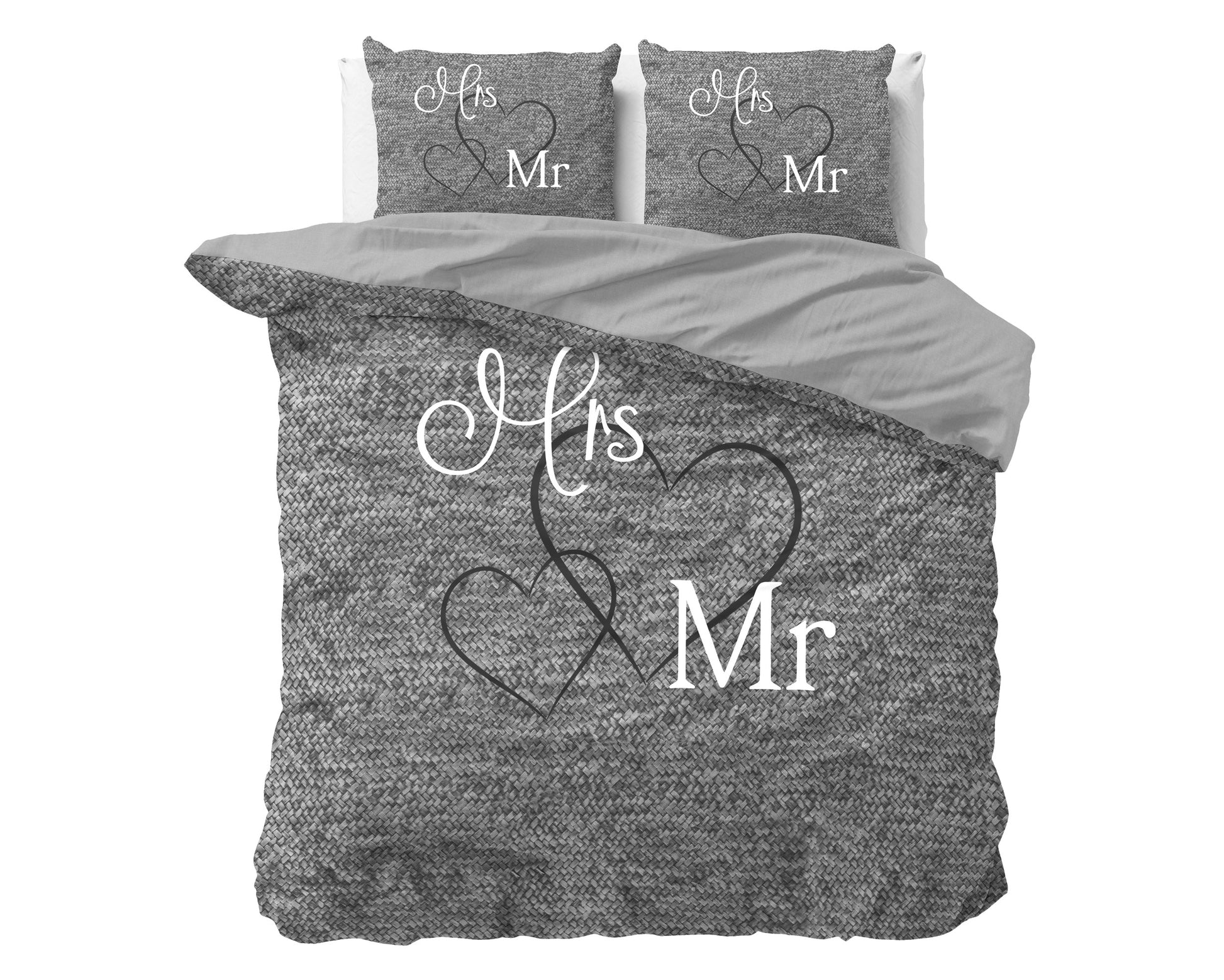 Dekbedovertrek Mr and Mrs 3 anthracite 