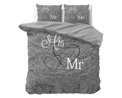 Dekbedovertrek Mr and Mrs 3 anthracite 