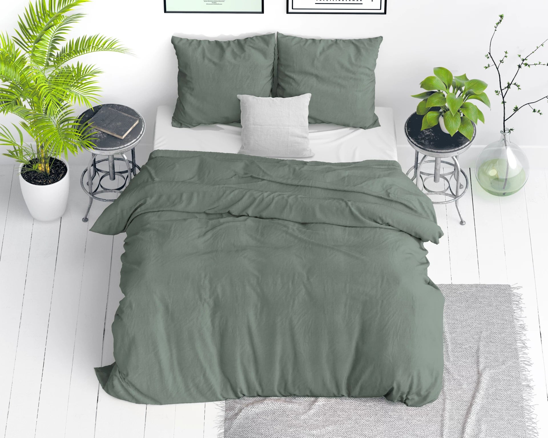 Dekbedovertrek Stone Washed groen 