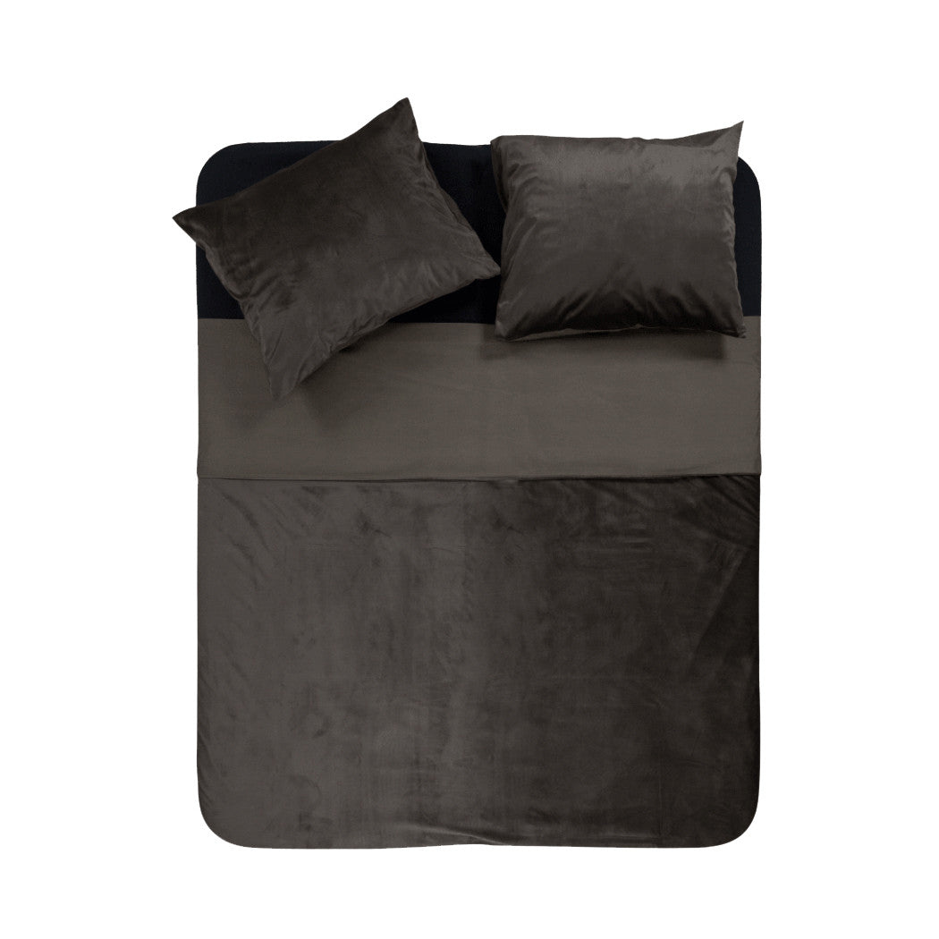 Dekbedovertrek Velvet Piping Deep Taupe 