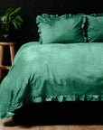 Dekbedovertrek Velvet Ruffles Granite Green 