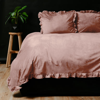 Dekbedovertrek Velvet Ruffles Oud Roze 