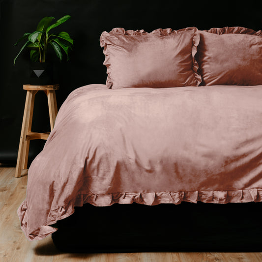Dekbedovertrek Velvet Ruffles Oud Roze 
