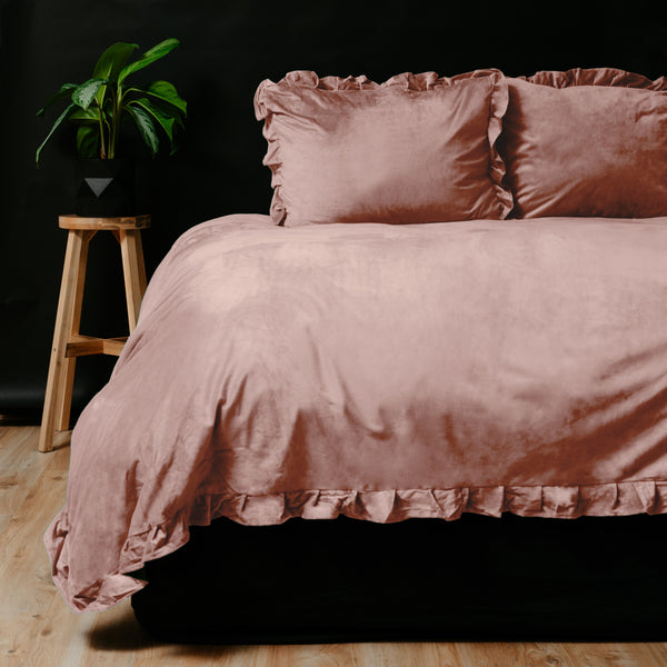 Dekbedovertrek Velvet Ruffles Oud Roze 
