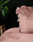 Dekbedovertrek Velvet Ruffles Oud Roze 