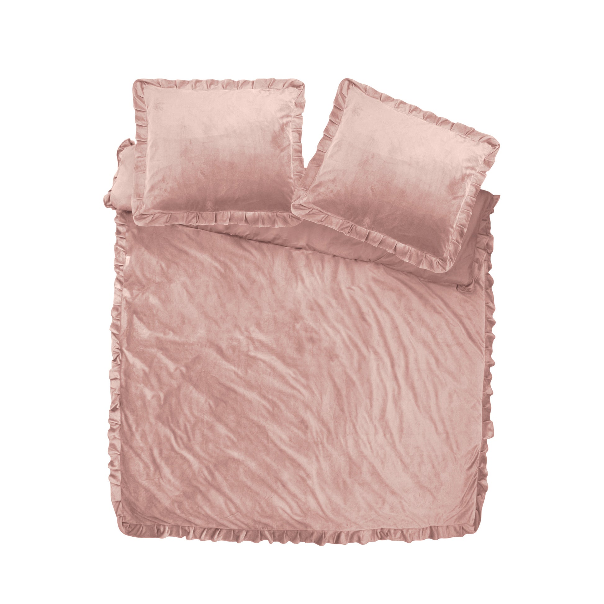 Dekbedovertrek Velvet Ruffles Oud Roze 
