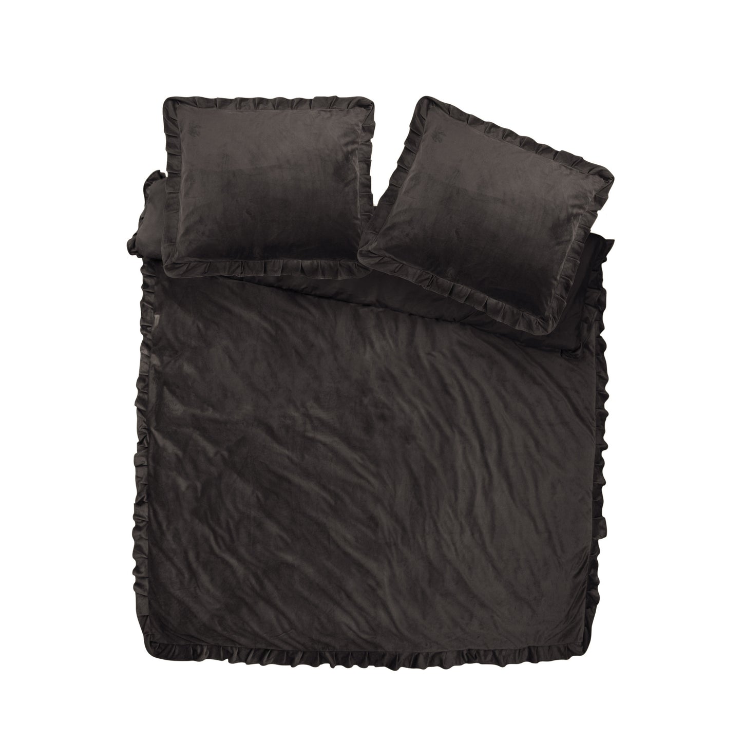 Dekbedovertrek Velvet Ruffles Zwart 