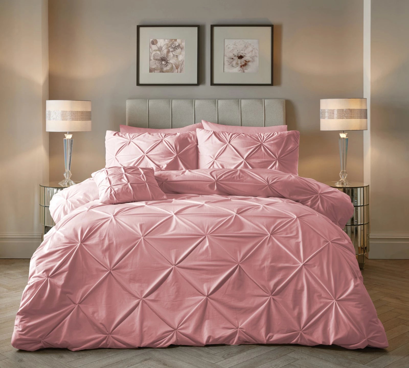Dekbedovertrek velvet pintuck Roze