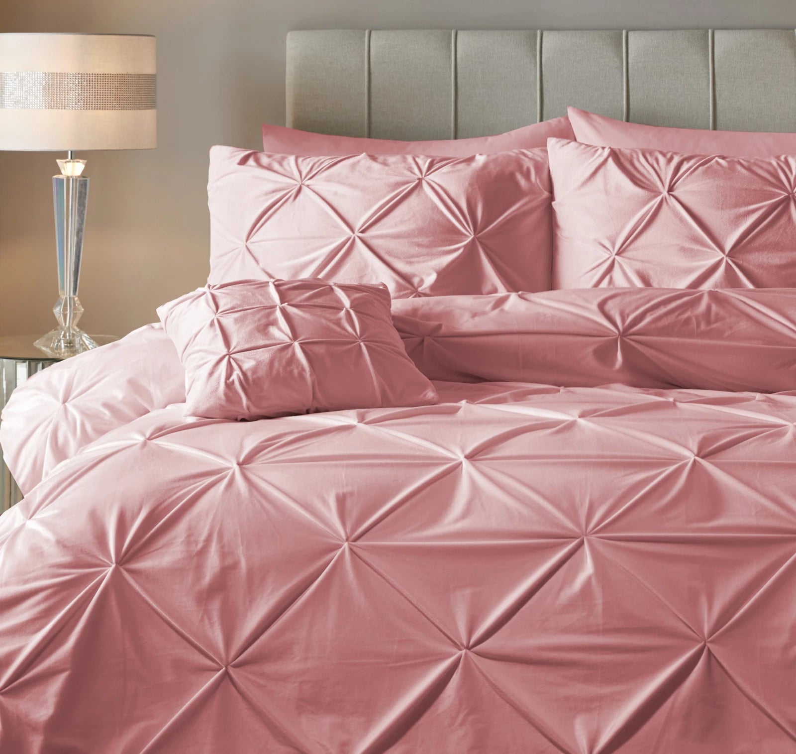 Dekbedovertrek velvet pintuck Roze