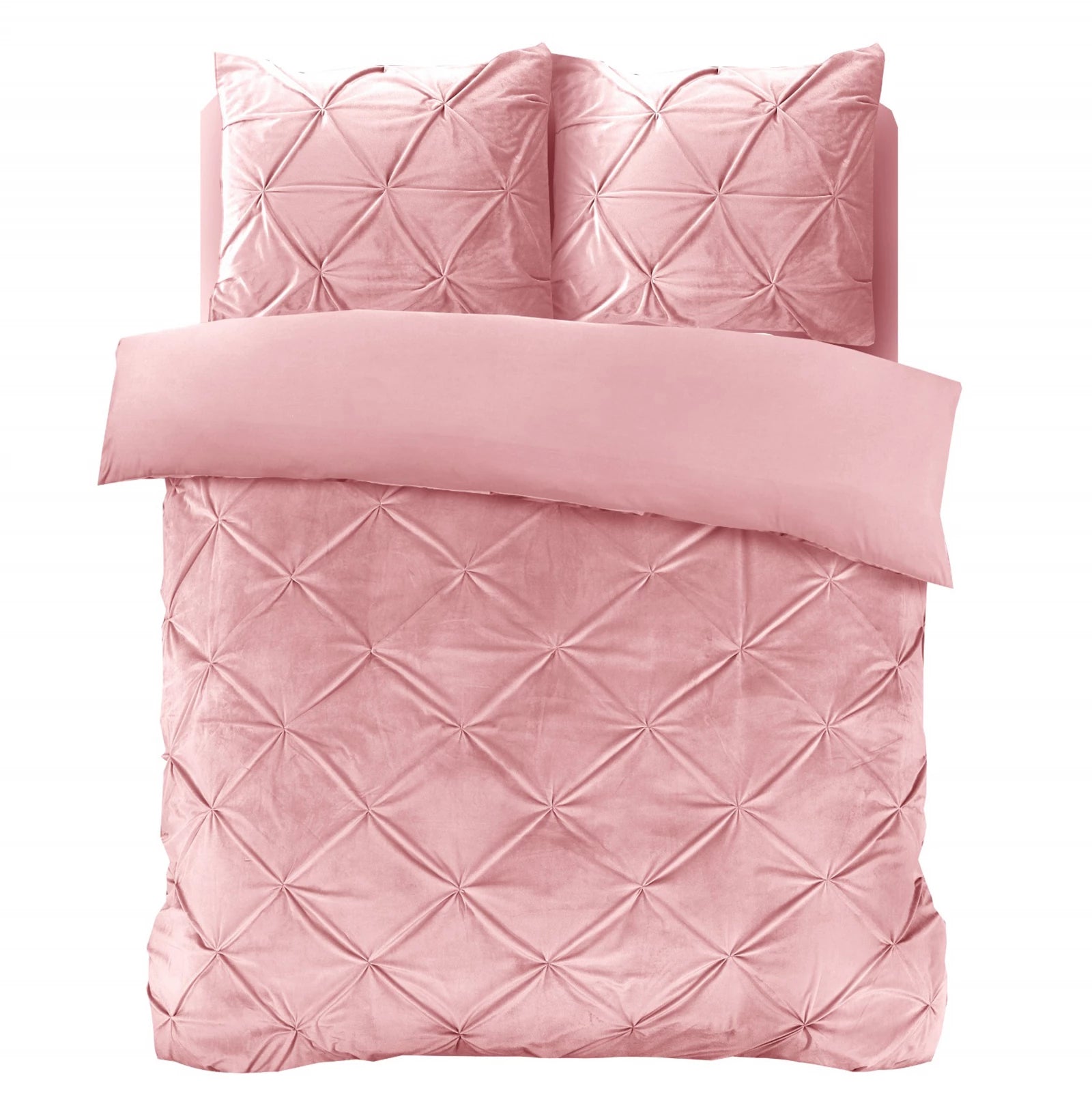 Dekbedovertrek velvet pintuck Roze