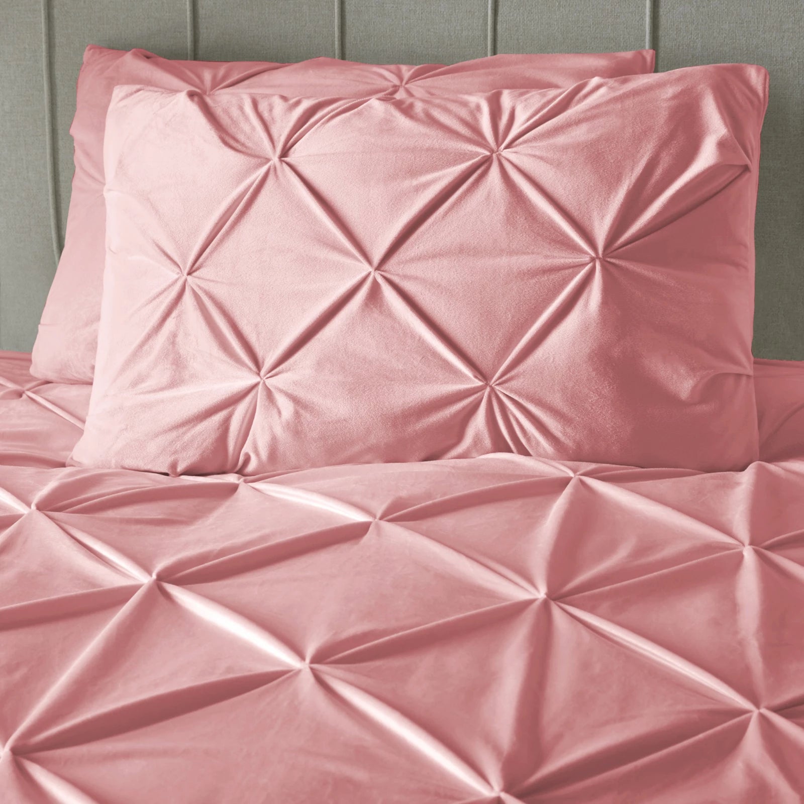 Dekbedovertrek velvet pintuck Roze
