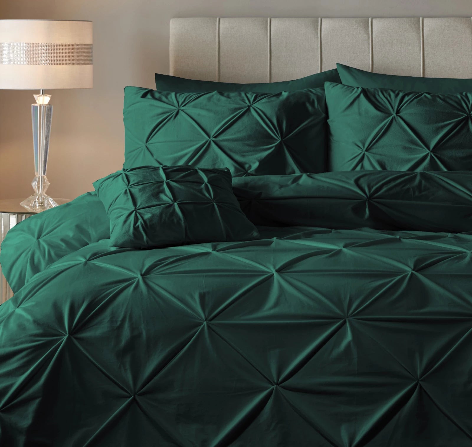 Dekbedovertrek velvet pintuck groen 