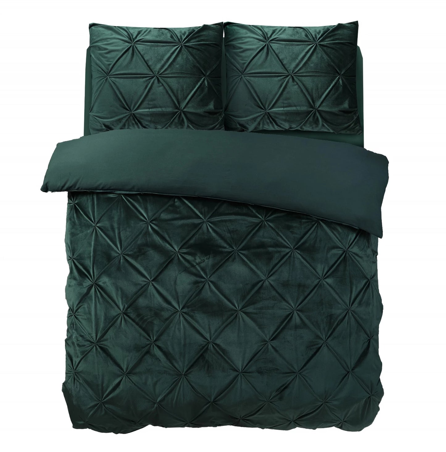 Dekbedovertrek velvet pintuck groen 