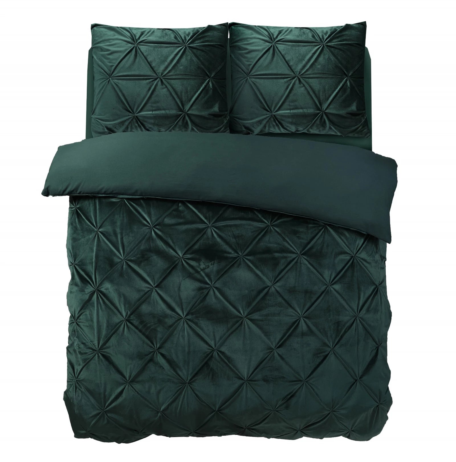 Dekbedovertrek velvet pintuck groen 