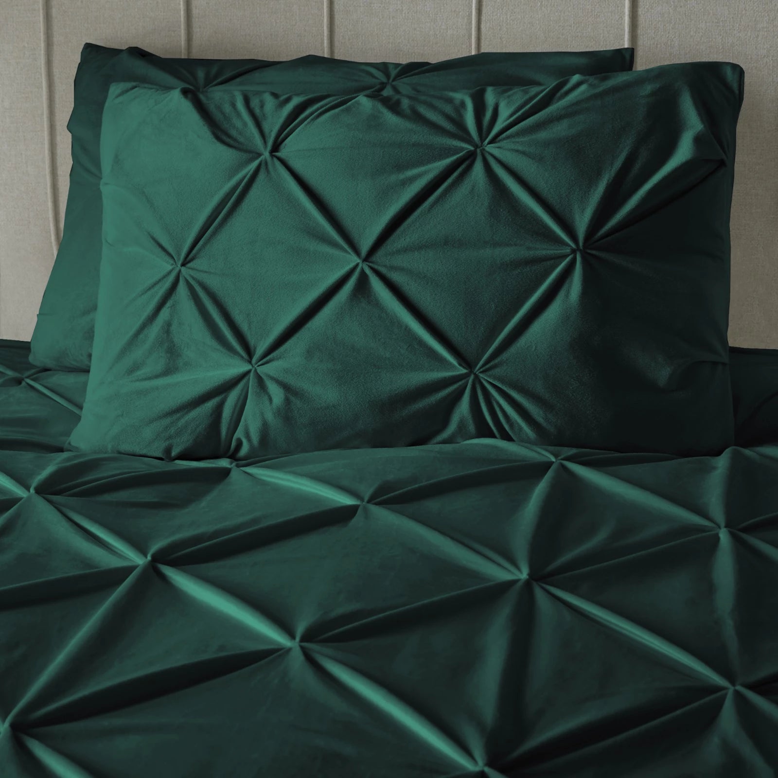 Dekbedovertrek velvet pintuck groen 