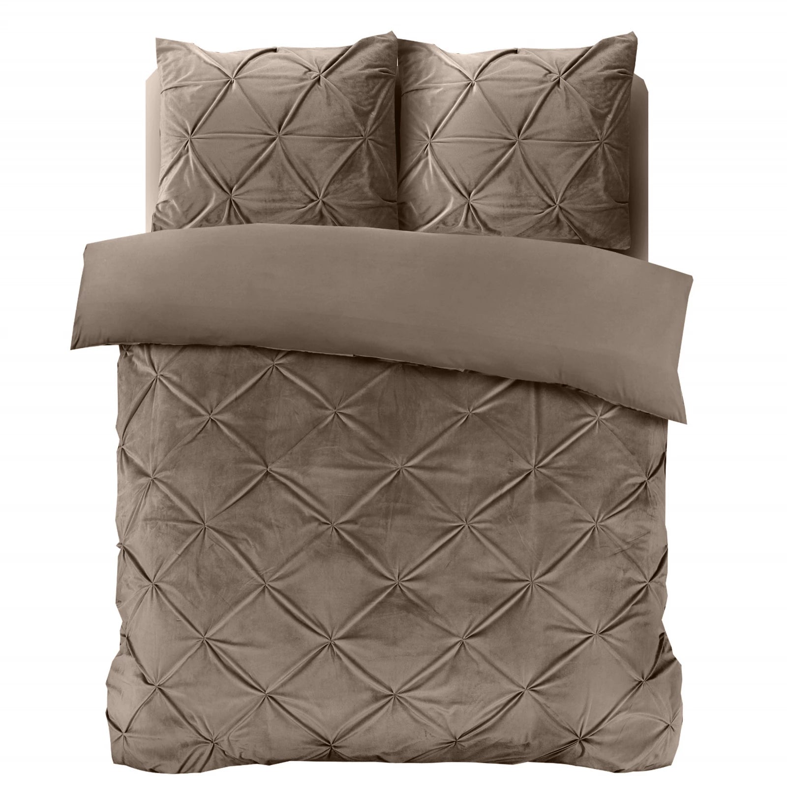 Dekbedovertrek velvet pintuck taupe 