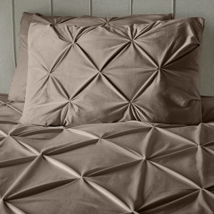 Dekbedovertrek velvet pintuck taupe 