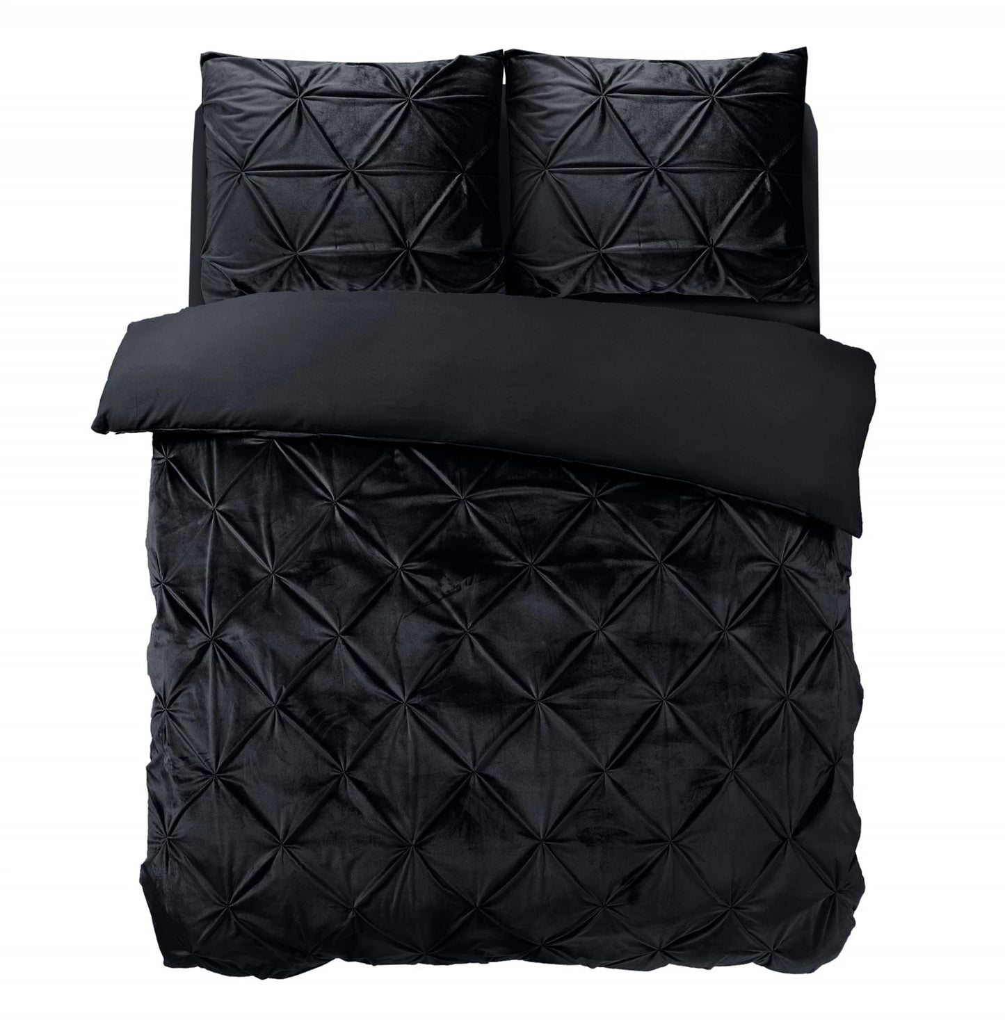 Dekbedovertrek velvet pintuck zwart
