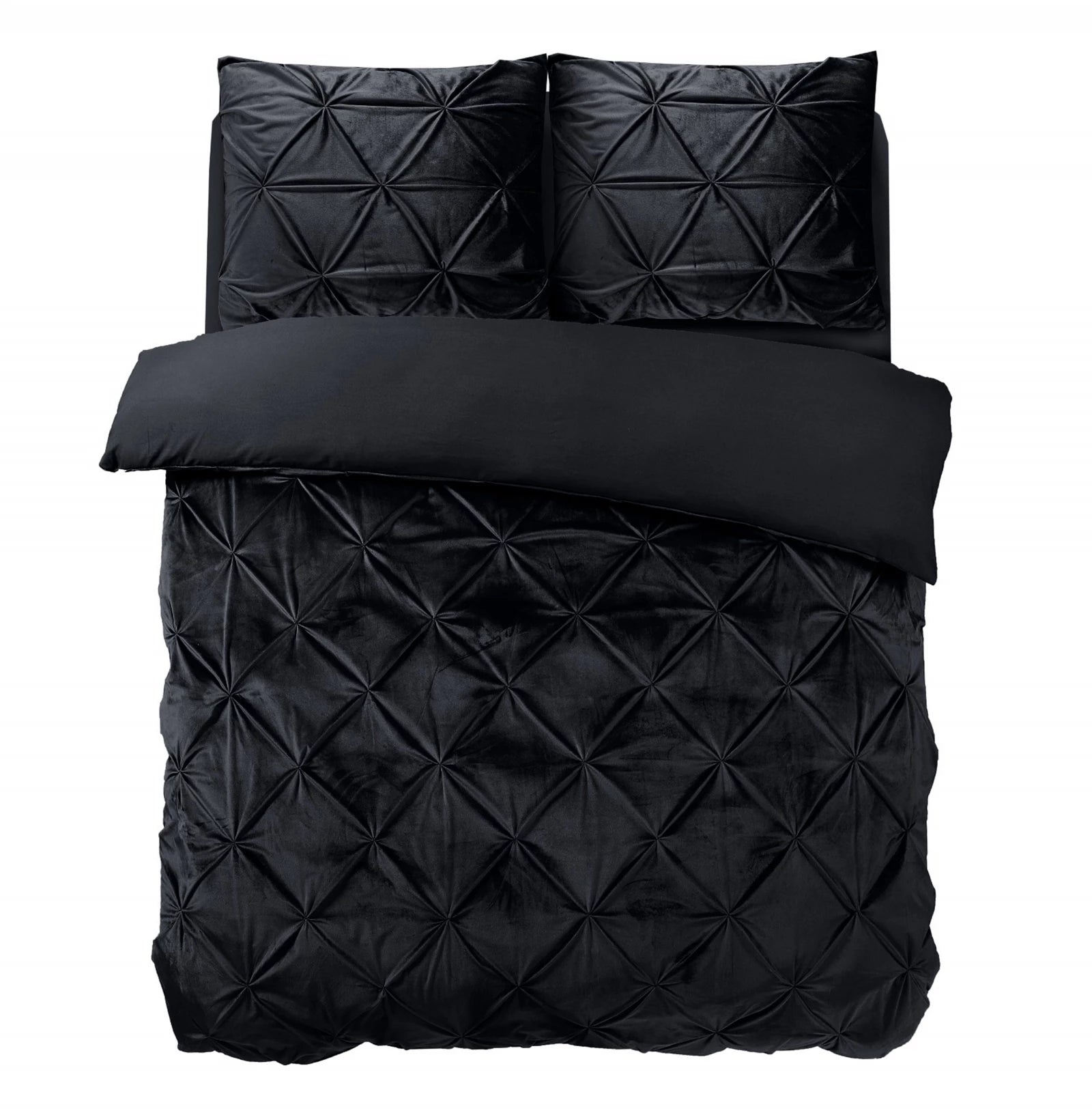 Dekbedovertrek velvet pintuck zwart