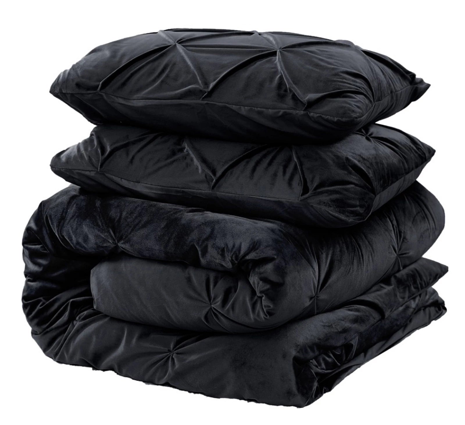 Dekbedovertrek velvet pintuck zwart