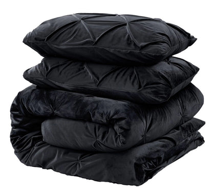 Dekbedovertrek velvet pintuck zwart