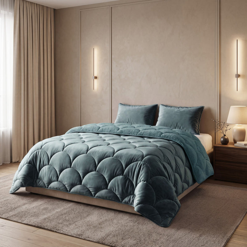 Lazy dekbed Teddy/Velvet Groen