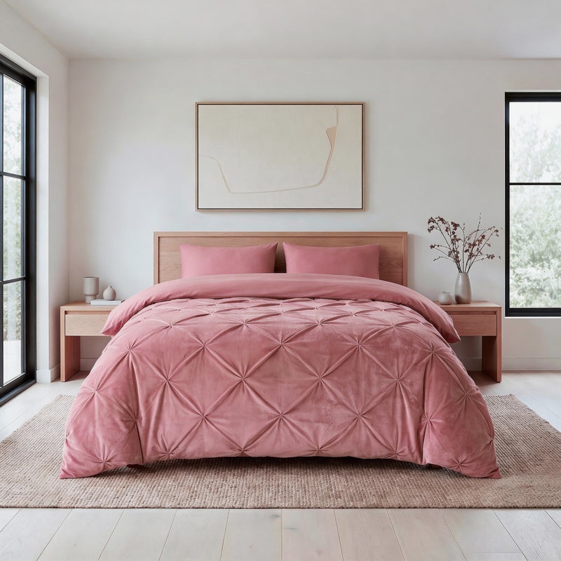 Lazy dekbed Velvet Pintuck Roze
